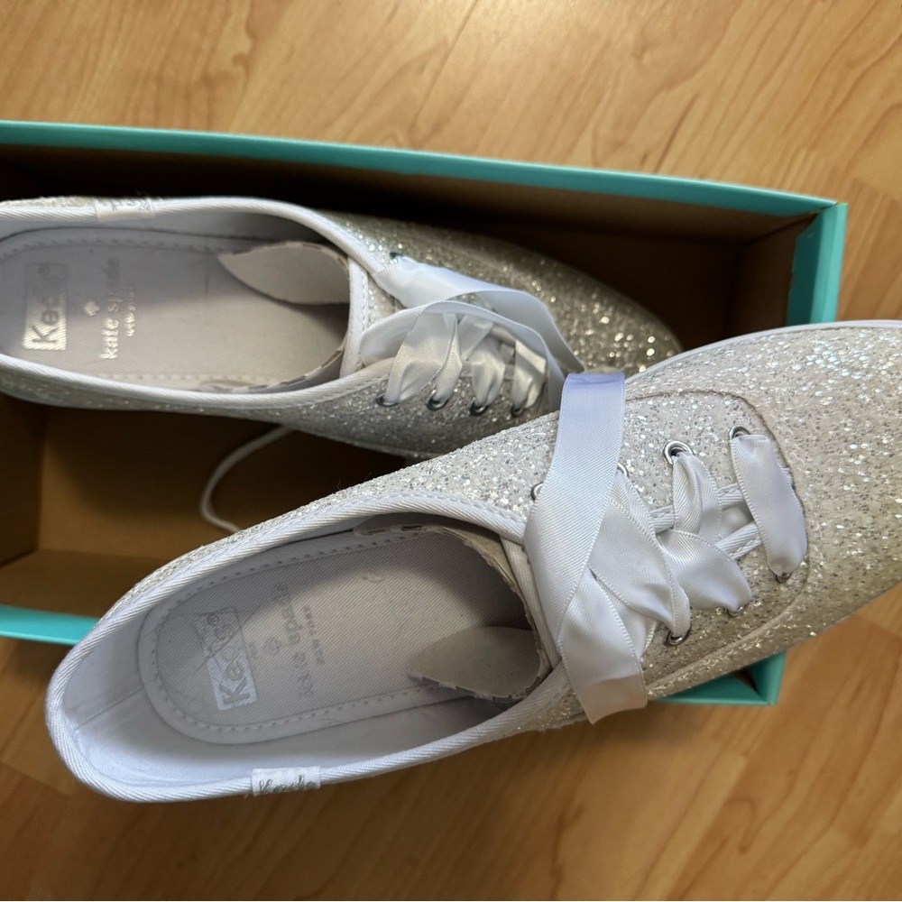Kate Spade Keds Silver Glitter Sneakers